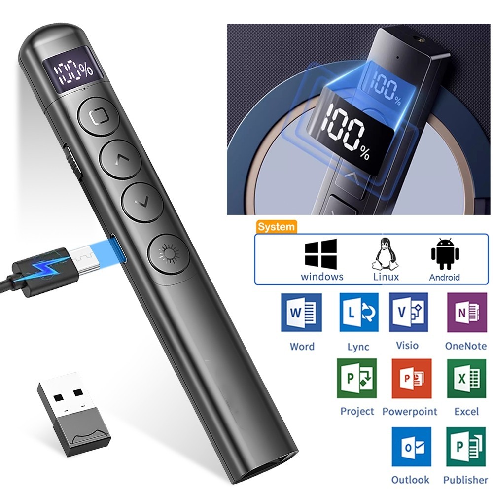 Wireless USB Presenter Clicker for Powerpoint Presentation Pointer PC ...