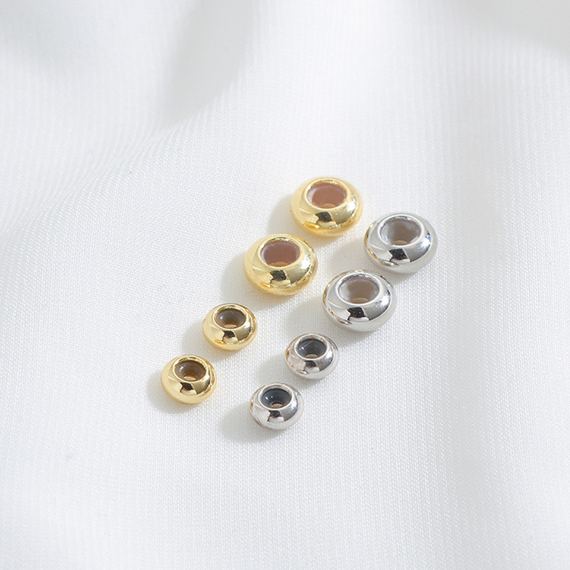 14k Gold-Cladล้อลูกปัดแบนปลั๊กซิลิโคนตําแหน่งลูกปัดปรับลูกปัดทําด้วยมือ ...