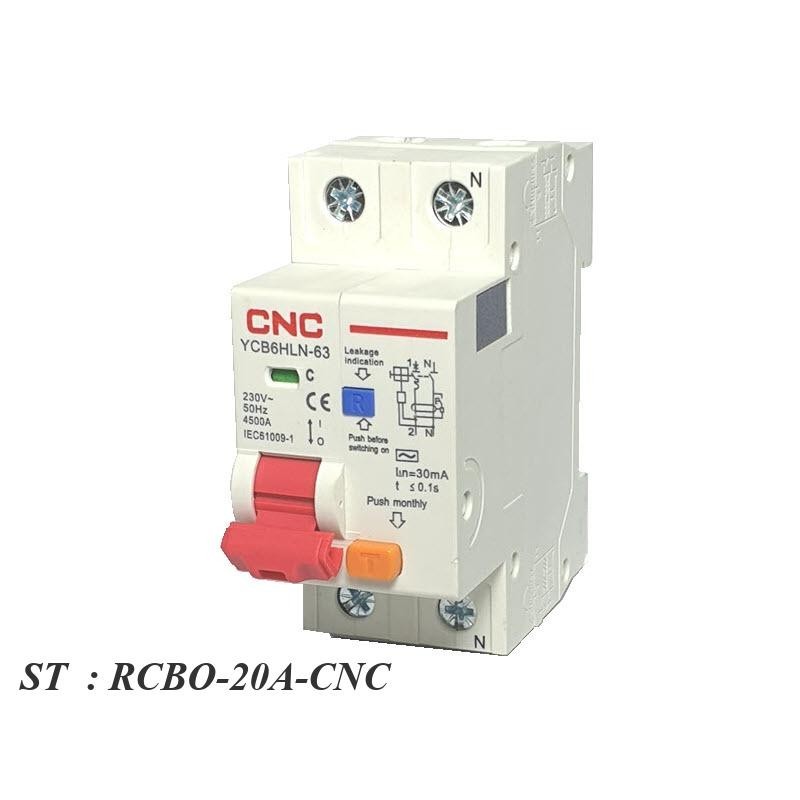 20A RCBO 2P เบรกเกอร์กันดูด RCBO ตัดวงจรไฟฟ้า AC L-N เมื่อมีไฟรั่ว 30mA ...