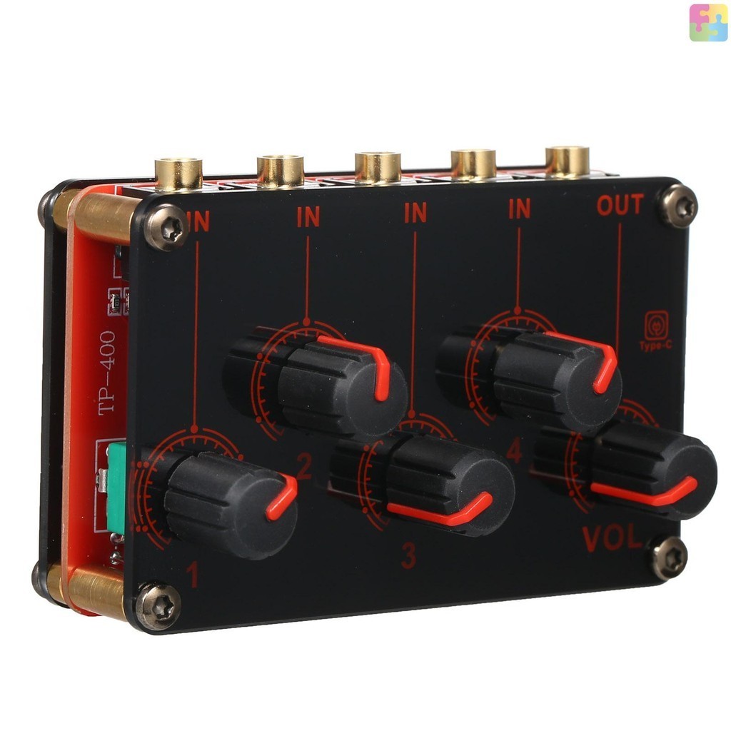 [ดี] 4-channel Line Stereo Mixer Audio Mixer 4-in-1-out Passive Mixer ...