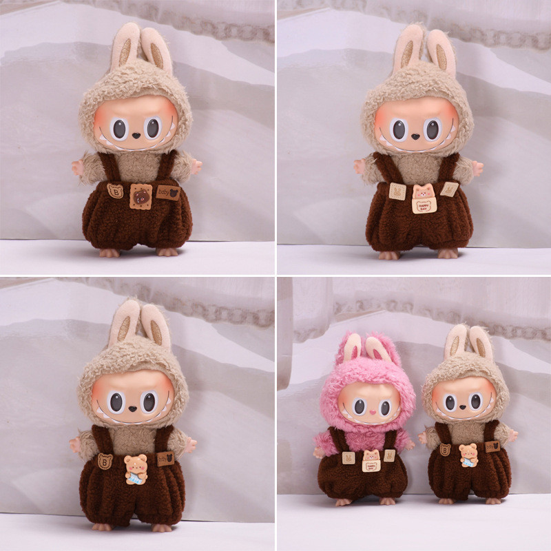 [สําหรับ 17 ซม.labubu] labubu Clothes Bear Brown Overalls 17 ซม.labubu ...
