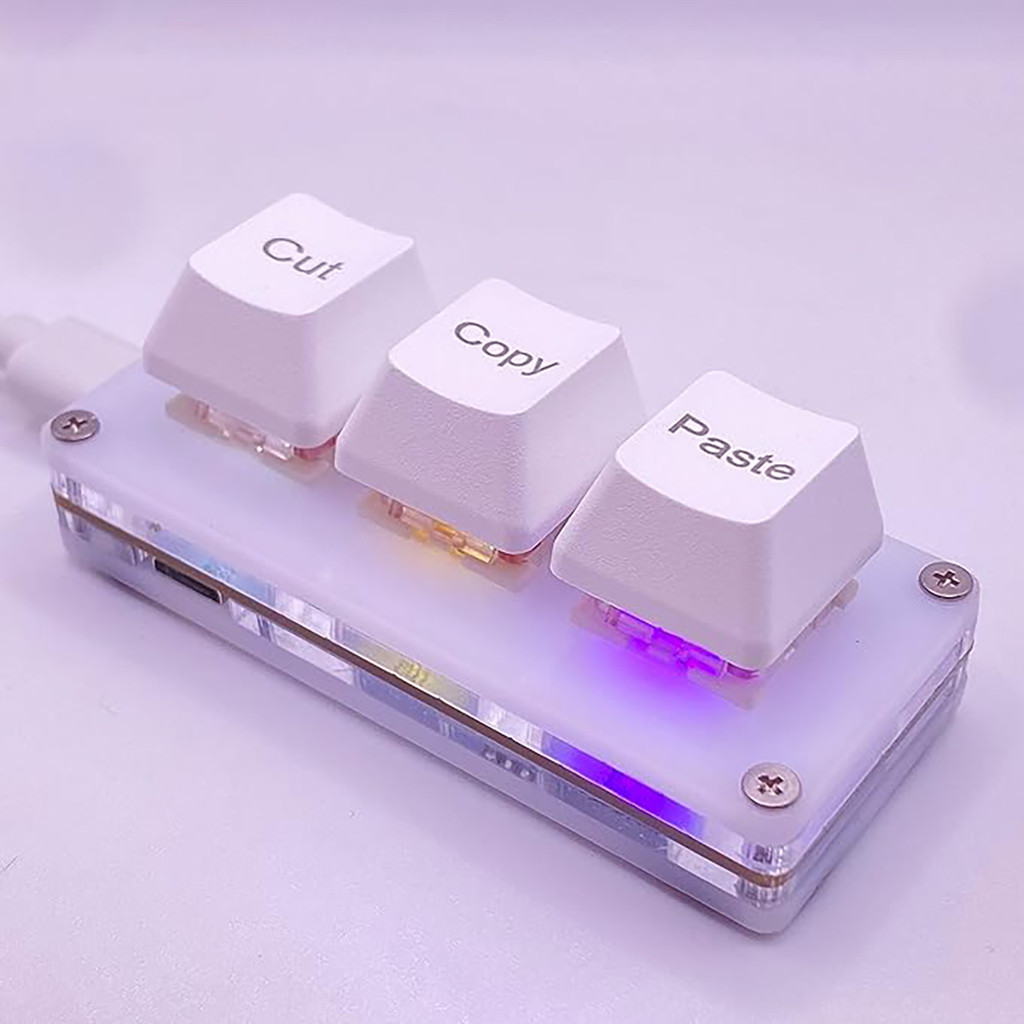 Rgb Mini Cut Copy Paste แป้นพิมพ์ 3 คีย์ USB Type-C สำหรับเกมมิ่ง ...