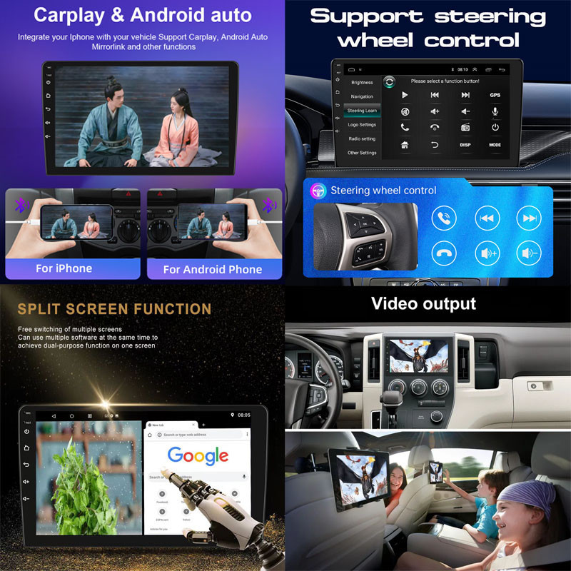 8 Core 4G+32G Android 13 Car Stereo Double Din Wireless Apple Carplay ...