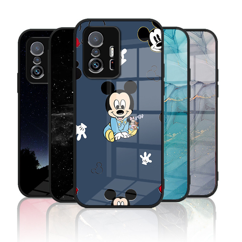 เคสกระจก Xiaomi Mi 11t 5g Mi 11t Pro 5g เคสกระจกนิรภัยฮาร์ดฝาหลังขอบ 