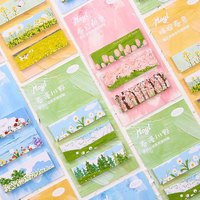 60 แผ่นการออกแบบสีน้ํามันสดใส Tab Sticky Notes - แผ่นบันทึกดัชนีกาว ...