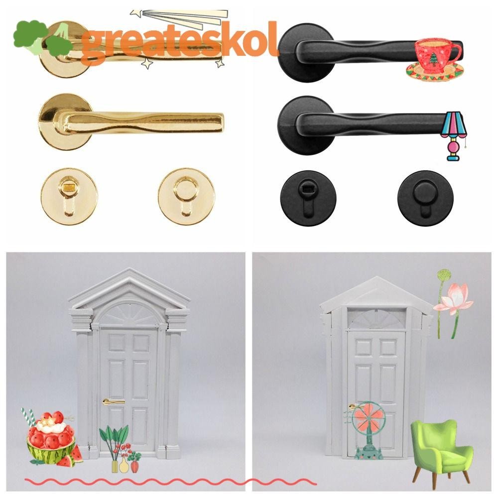 Greateskol Dollhouse Doorknob ชุด DIY วัสดุโลหะ Keyhole แผ ่ นบ ้ านตุ