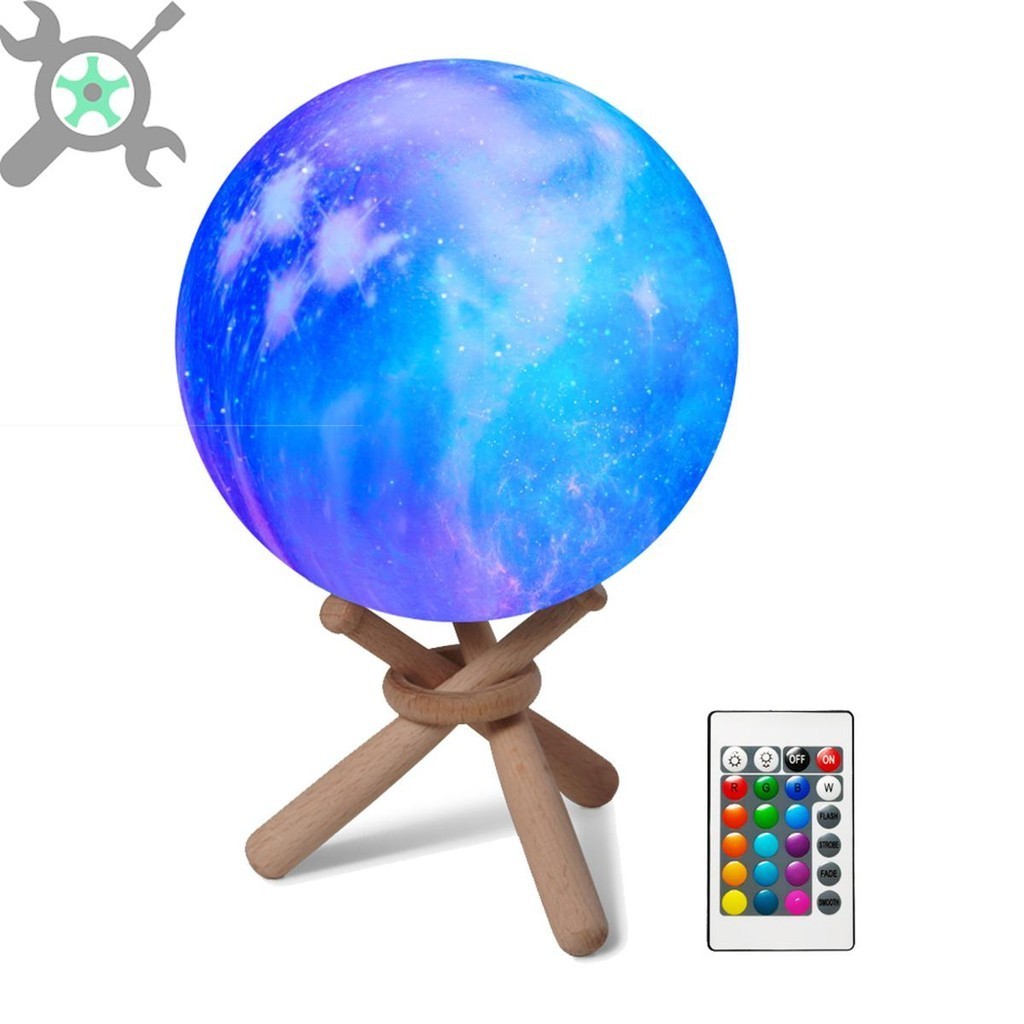 3d Moon โคมไฟเด็ก Night Light Galaxy โคมไฟ 16 สี Moon Light w/ไม้ขาตั้ง ...
