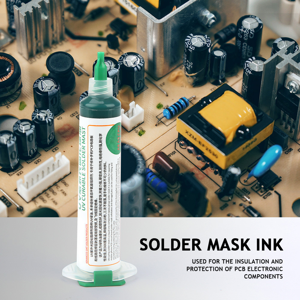 2 stuks soldeermasker inkt UV-lichtuithardende soldeerbestendige inkt BGA PCB soldeermasker inkt groen voor mobiele telefoons, computer en elektronica PCB-reparatie