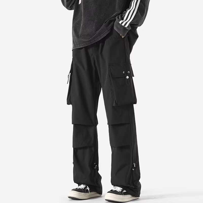 saferido Autumn And Winter New Japanese Overalls Jeans Men And Women American Retro High Street Micro-la Washed Wide-leg Straight Pants
