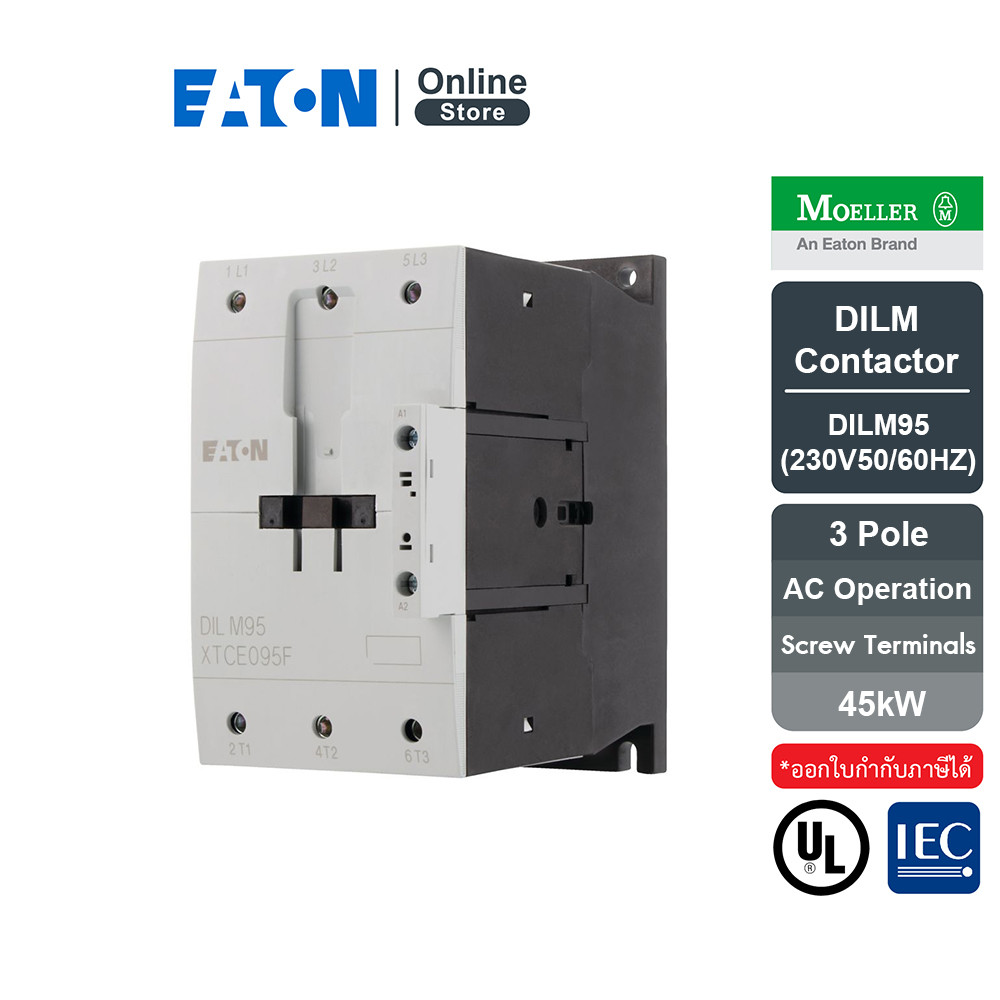 Eaton Moeller Series DILM Contactor 3P 380V 400V 45 kW 230V 50/60Hz ...