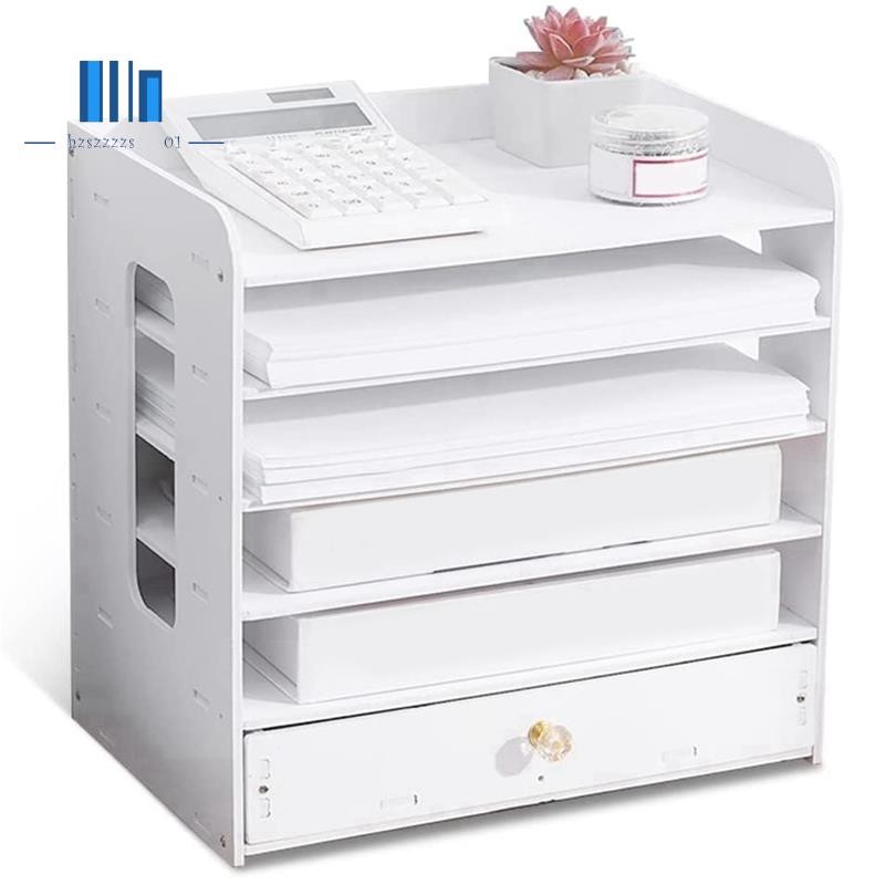 ไม้ Desktop Organizer ถาดแฟ้ม Sorter ข้อมูล Finishing Rack ข้อมูลสีขาว ...