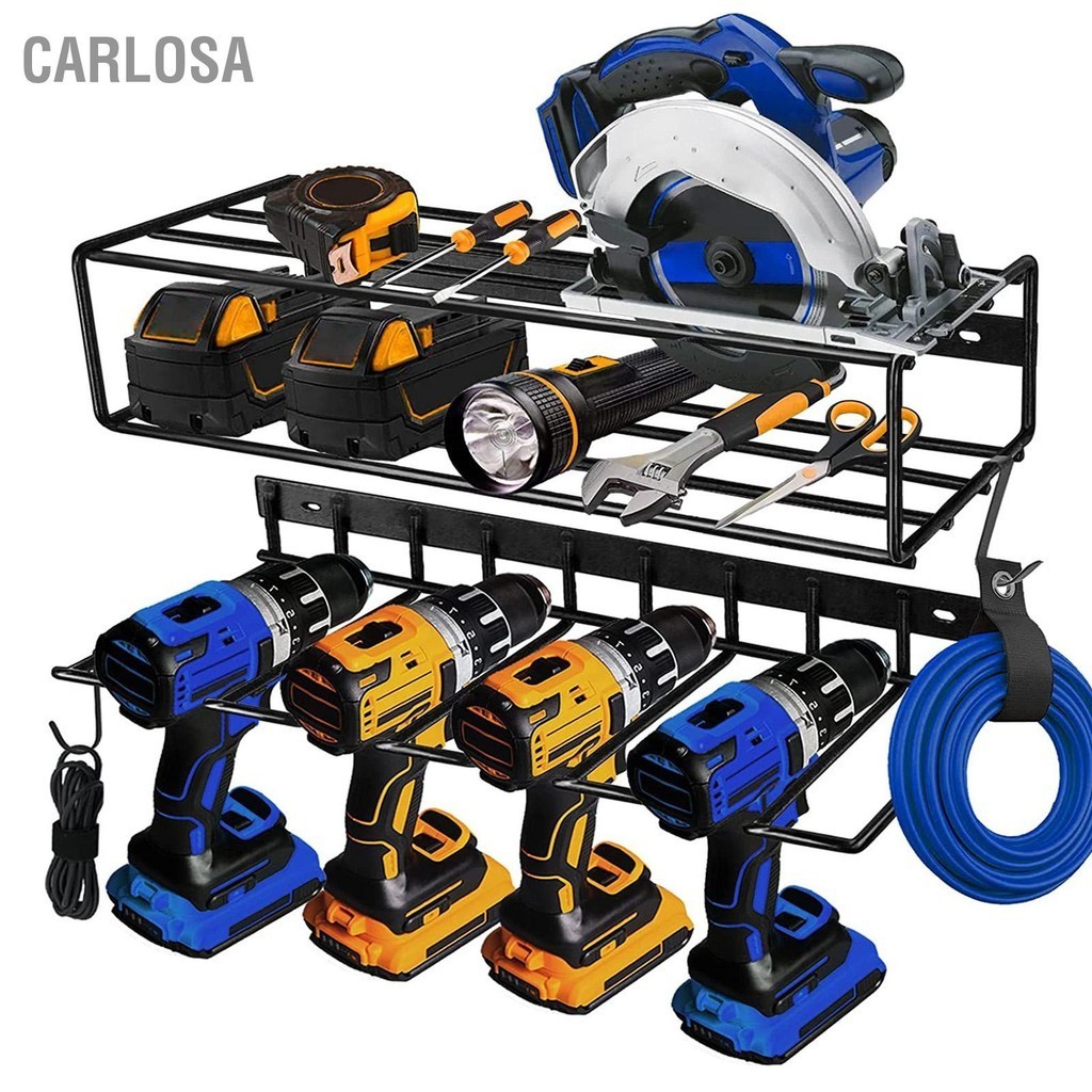 CARLOSA สีดำเครื่องมือไฟฟ้าOrganizer Wall Mount Heavy Dutyเจาะผู้ถือ ...