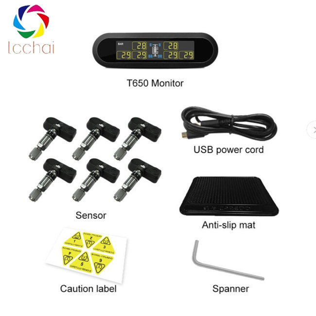 รถ TPMS ระบบตรวจสอบความดันยาง Super LCD Universal สําหรับ 6 ล้อ Bus Van ...