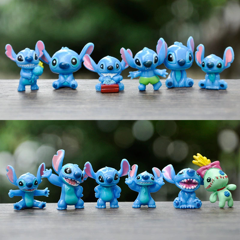 12 ชิ้น/เซ็ต Mini Stitch รูปอะนิเมะ Stitch Action ตุ๊กตาคริสต์มาส ...