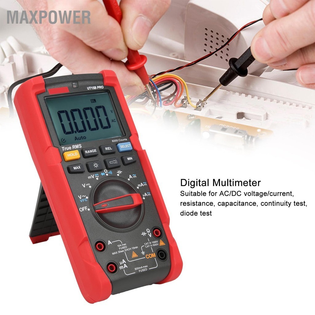 Maxpower UT15B PRO มัลติมิเตอร์แบบดิจิตอลมือถือ True RMS ช่างไฟฟ้าซ่อม ...