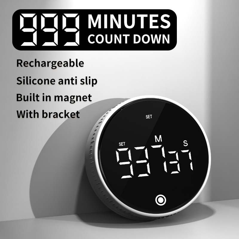 นาฬิกาจับเวลาแม่เหล็ก LED Digital Display Timer Kitchen Study Counting ...