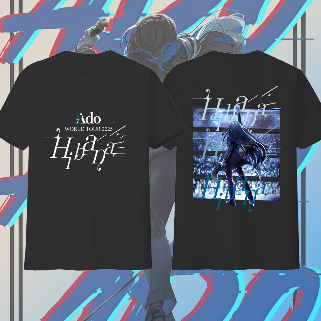 Ado - WORLD TOUR 2025 “Hibana” เสื้อยืดคอกลมแขนสั้นพิมพ์ลาย ดำ ขาว ...