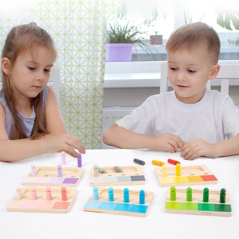 Youn Kids Fine Motor Skill Toy Montessori Color Sorting Wood Board ...