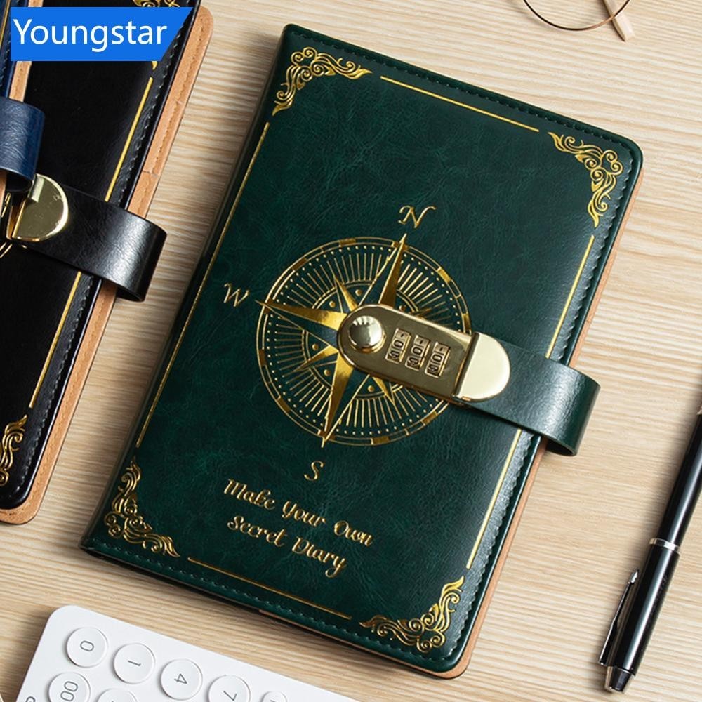 [ForeverYoung] สมุดบันทึกรหัสผ่านสมุดไดอารี่พร้อมล็อค Simple Art Retro ...