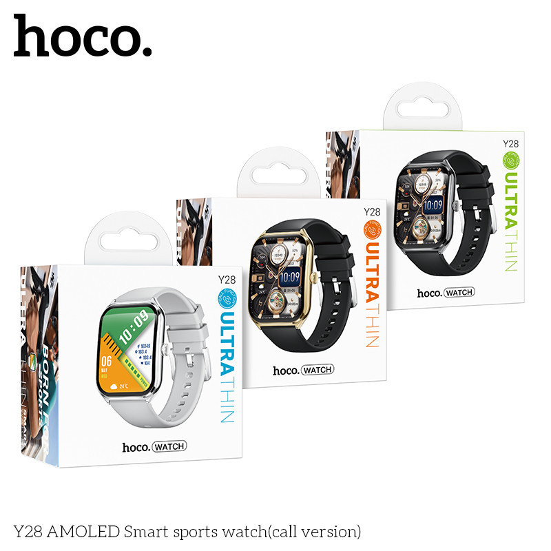 Hoco Y28 สมาร์ทวอทช์ หน้าจอ AMOLED คมชัด โทรออก-รับสายผ่านบลูทูธ กันน้ำ ...
