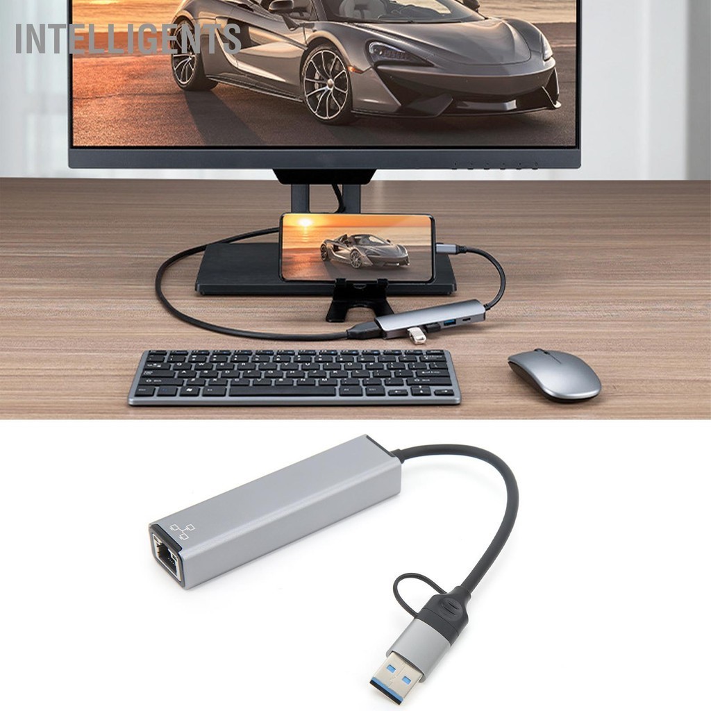IntelligentS USB C A Hub Latency เครือข่ายต่ำ 3.0 2.0 RJ45 พอร์ตประเภท ...