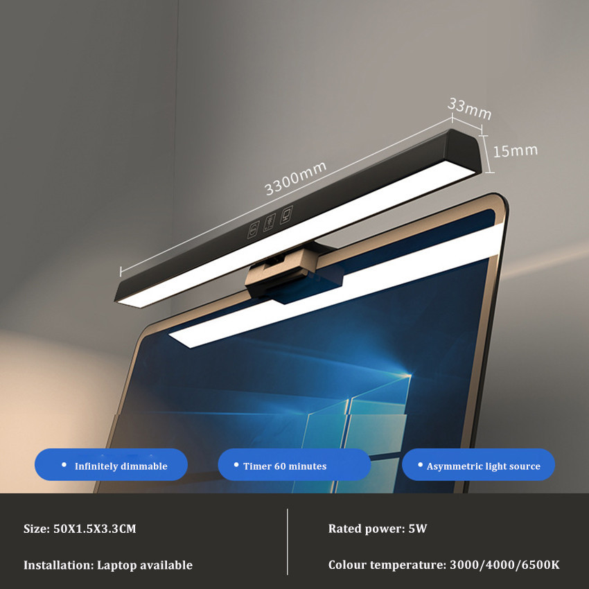Vimite 33/50CM Led Hanging Computer Screen Light Eye-Care USB Desk Lamp ...