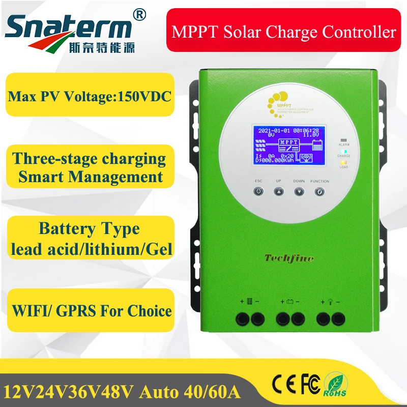 Controlador solar MPPT totalmente automático Universal 12V24V36V48V batería de a