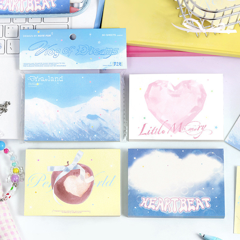 ไดลี่|80 แผ่นสไตล์เกาหลี Tearable Note Pad Vlog of Dreams นักเรียน Memo ...