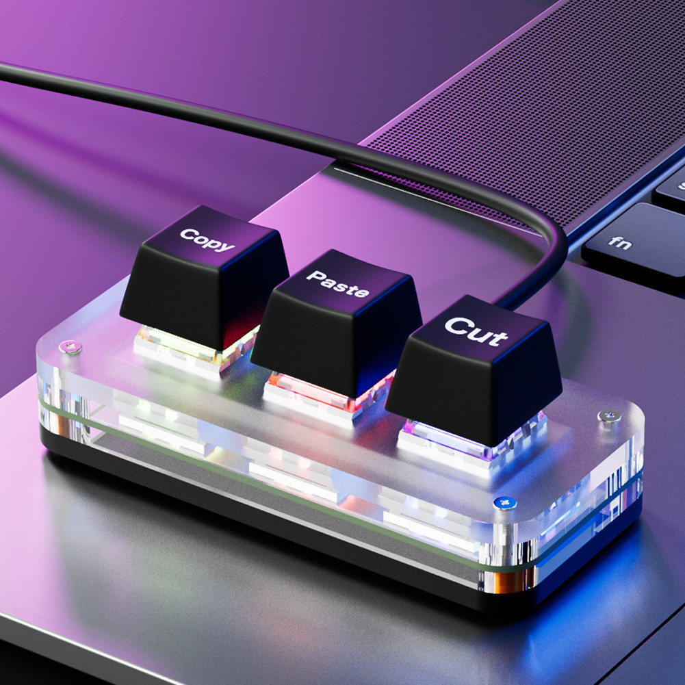 คีย์บอร์ดเล่นเกม RGB Mini Cut Copy Paste 3-Key USB Type-C | Shopee Thailand