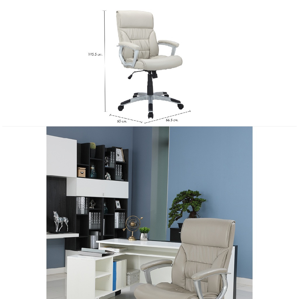 INDEX LIVING MALL เก้าอี้สำนักงานพนักพิงกลาง รุ่นโทโร่ - สีเทา เก้าอี้สีเทา เก้าอี้ผู้บริหาร เก้าอี้เบาะหนัง รับน้ำหนักได้ 135 กิโลกรัม