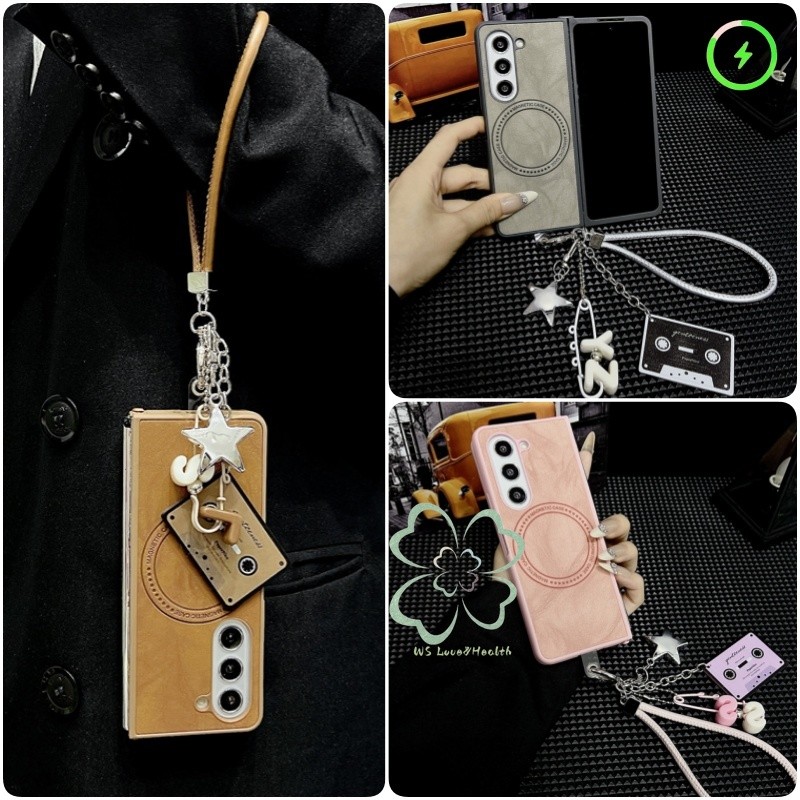 Retro Magnetic Yangbapi เคสหนังสําหรับ Samsung Galaxy Z พับ 6 Z พับ 5 ...