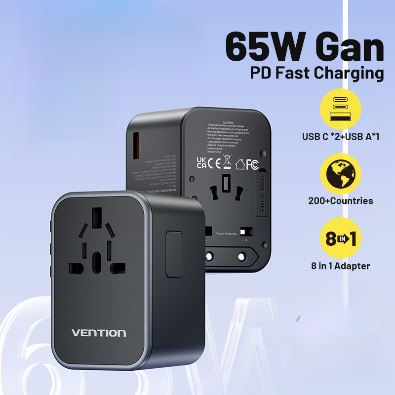 65w International Travel Adaptor TypeC Universal Adapter Charger AC