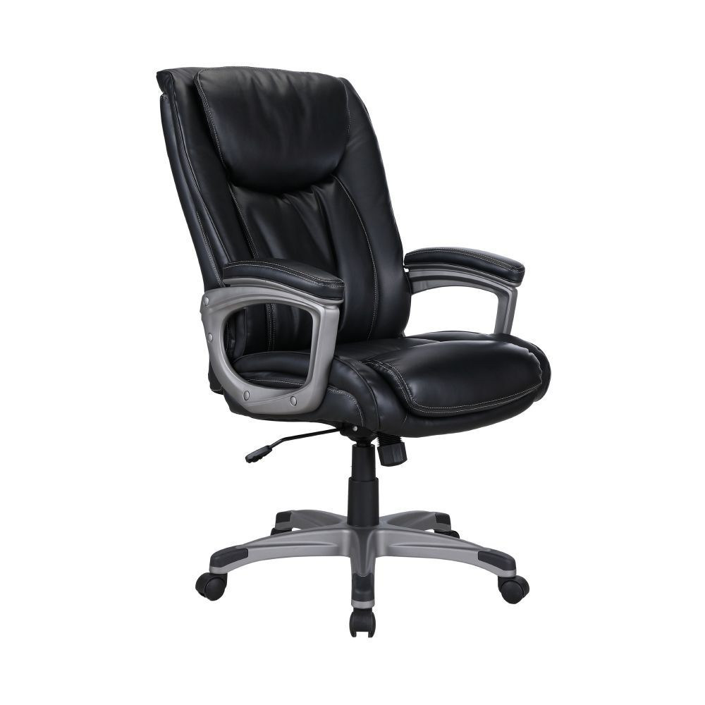 INDEX LIVING MALL เก้าอี้ผู้บริหาร เก้าอี้เบาะหนัง เก้าอี้สำนักงานพนักพิงสูง หนังบอนด์ รุ่น โคเปอร์ - สีดำ เก้าอี้สีดำ เหล็กชุบโครเมียม รับน้ำหนักได้สูงสุด 125 กก.