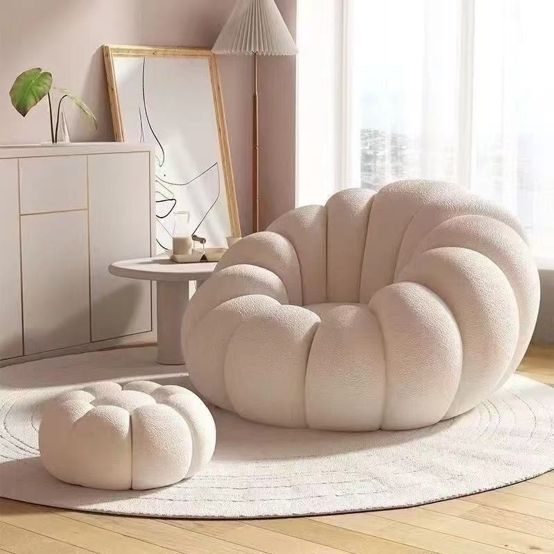 [Handle Portable Cleaning] Nordic Simple Lazy Pumpkin Sofa Chair Lamb ...