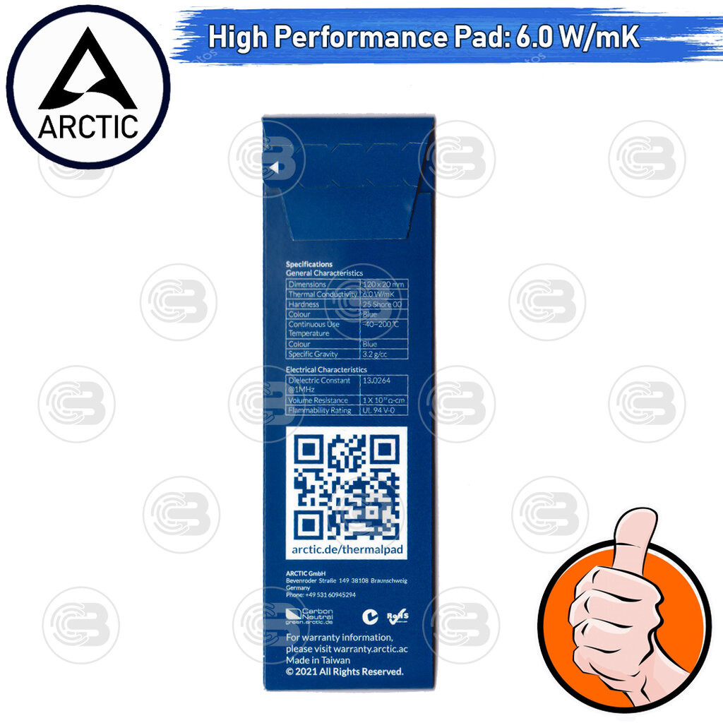 Thermal Pad Arctic Cooling APT2560 - Alta Conducibilità 6 W/mK, 145x145x1 Mm, Per CPU Intel E AMD