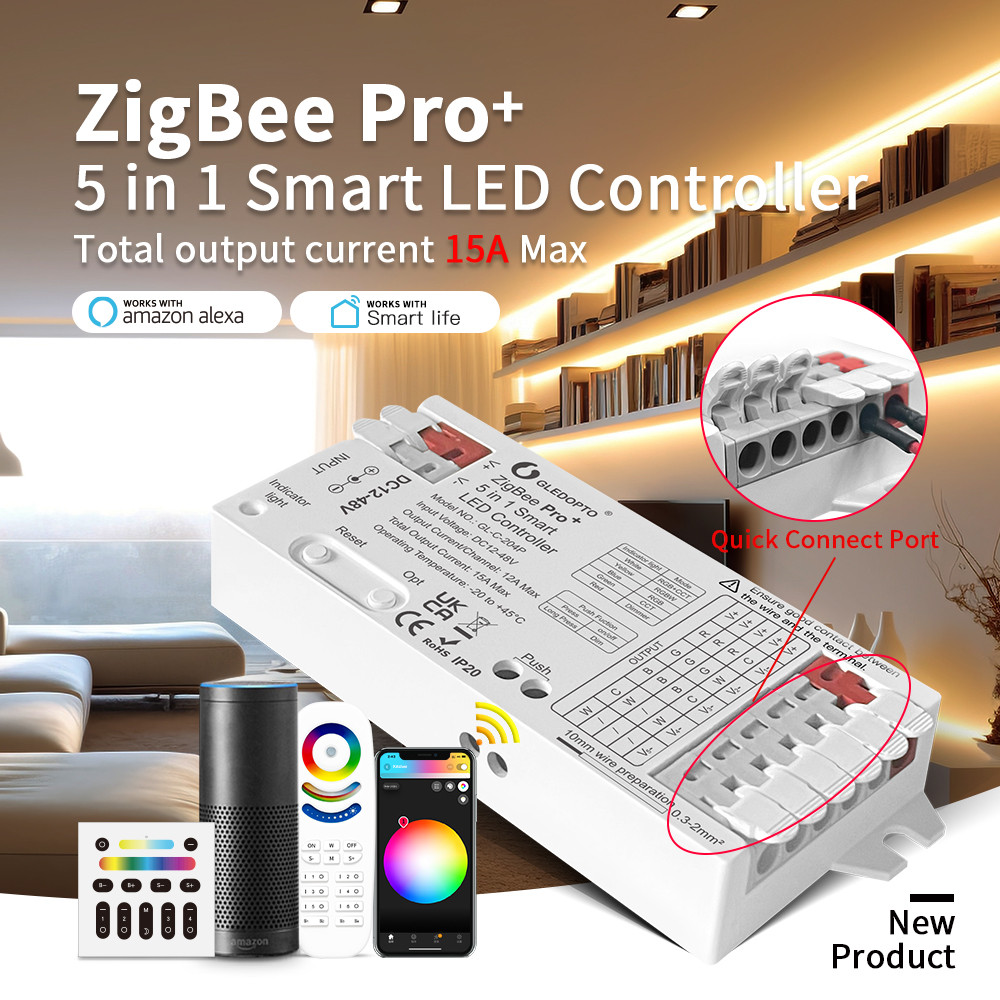 20A Gledopto 5 in 1 Zigbee Pro Controller GL-C-201P | 12-24 Volt