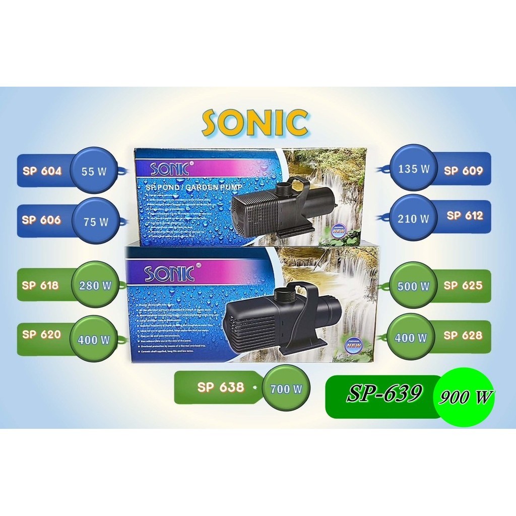 ปั้มน้ำยอดนิยม SONIC ปั๊มดูดน้ำ ปั๊มน้ำพุ น้ำตก SP-606 SP-609 SP-612 SP ...