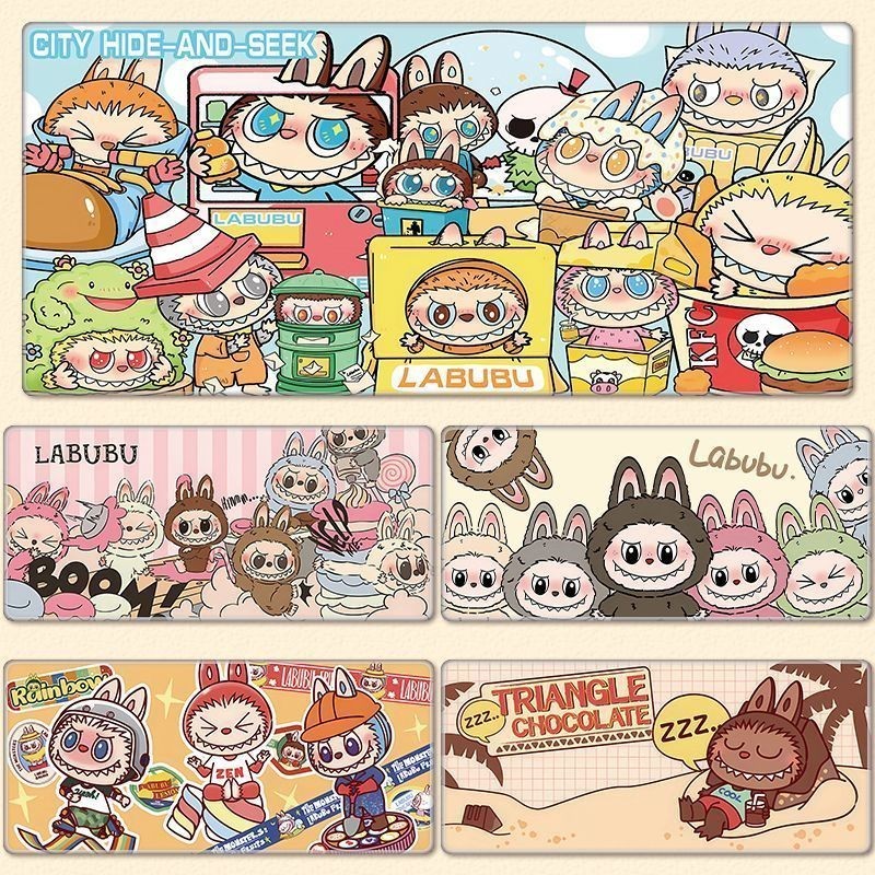 น่ารัก labu labububu labu แผ่นรองเมาส์ขนาดใหญ่สาวสํานักงานแป้นพิมพ์แล็ป ...