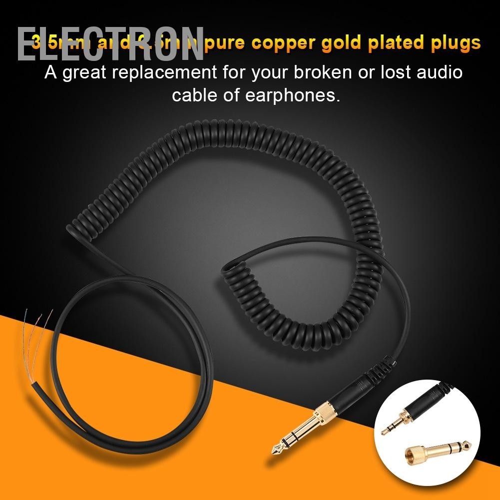 Cable De Audio En Espiral 3.5 Mm A 6.35 Mm - Repuesto Para Auriculares Beyerdynamic DT770/DT990
