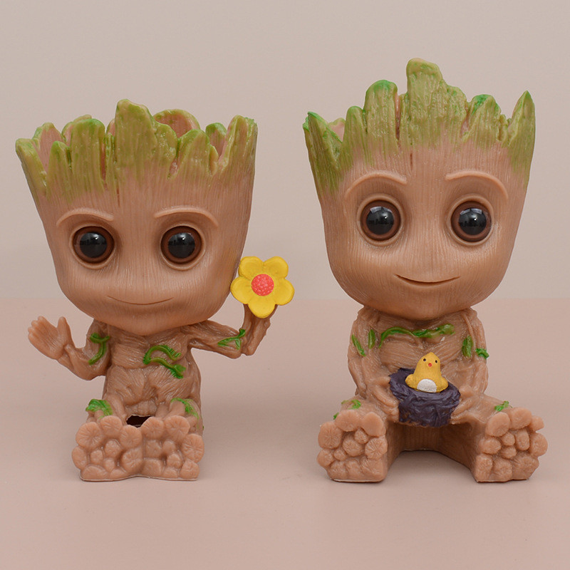 Galaxy Guard กระถางดอกไม้ Groot ตุ๊กตารูป Bird Nest นั่ง Little Tree ...