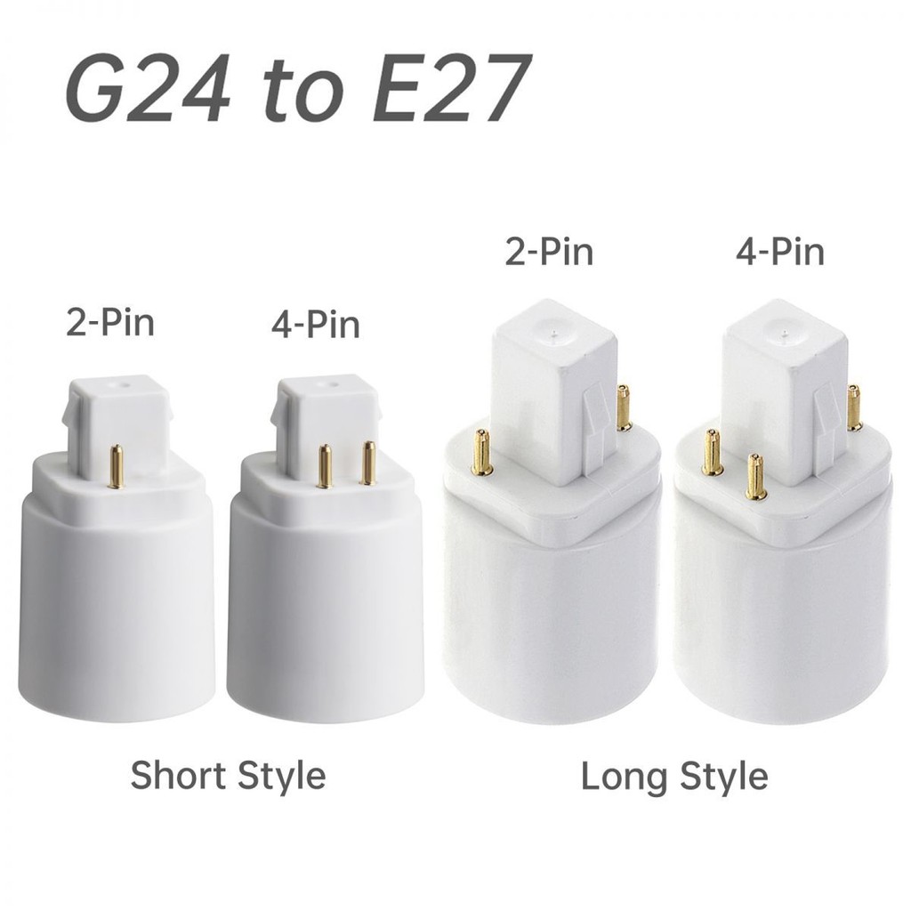 5 ชิ้น 4Pin Conductive G24 ถึง E26/E27 ซ็อกเก็ตอะแดปเตอร์ฐานโคมไฟอะแดป ...