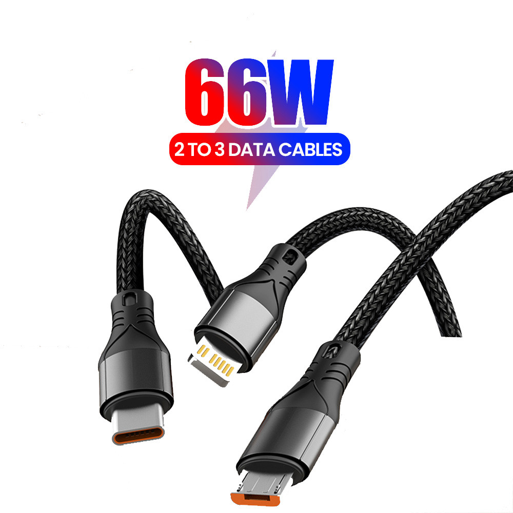 Twitch 66W 3 IN 2 Multi-functional Fast Charging Data Cable Micro USB ...