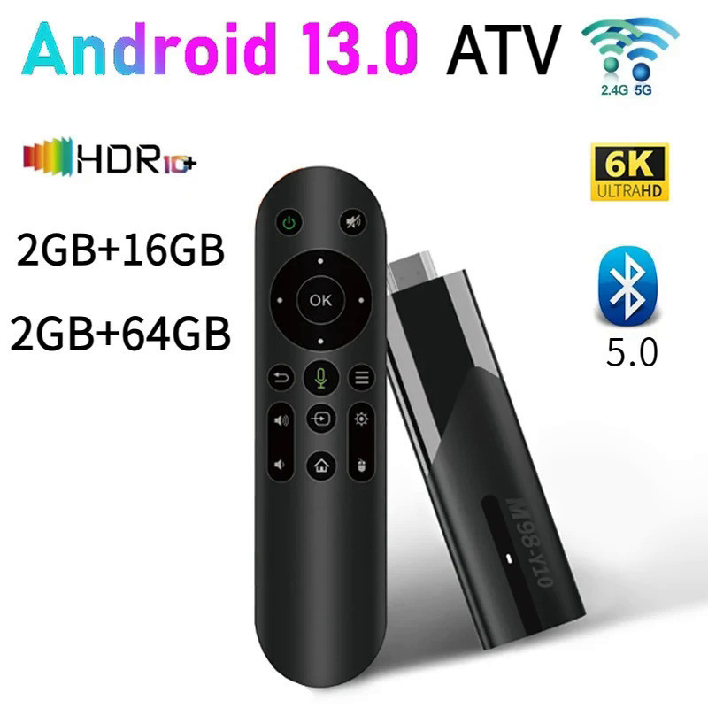 M98-y10 ATV สมาร์ท Android 13 TV Stick Allwinner H618 2.4G 5G Dual WiFi ...