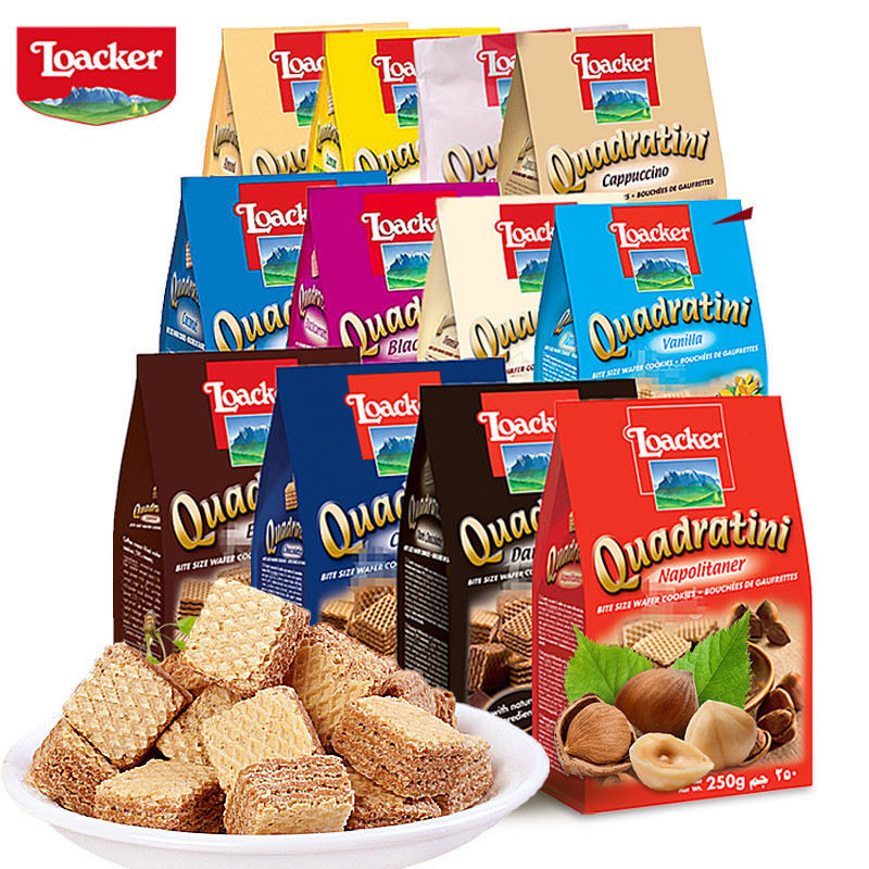 Loacker Loacker Lais เวเฟอร์บิสกิตอิตาลีนําเข้าขนมขนมแต่งงาน Influencer ...