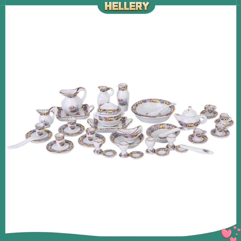 Miniature Maison De Poupée 1:12 – Service De Table En Porcelaine – 40 Pièces – Neuf – Chine