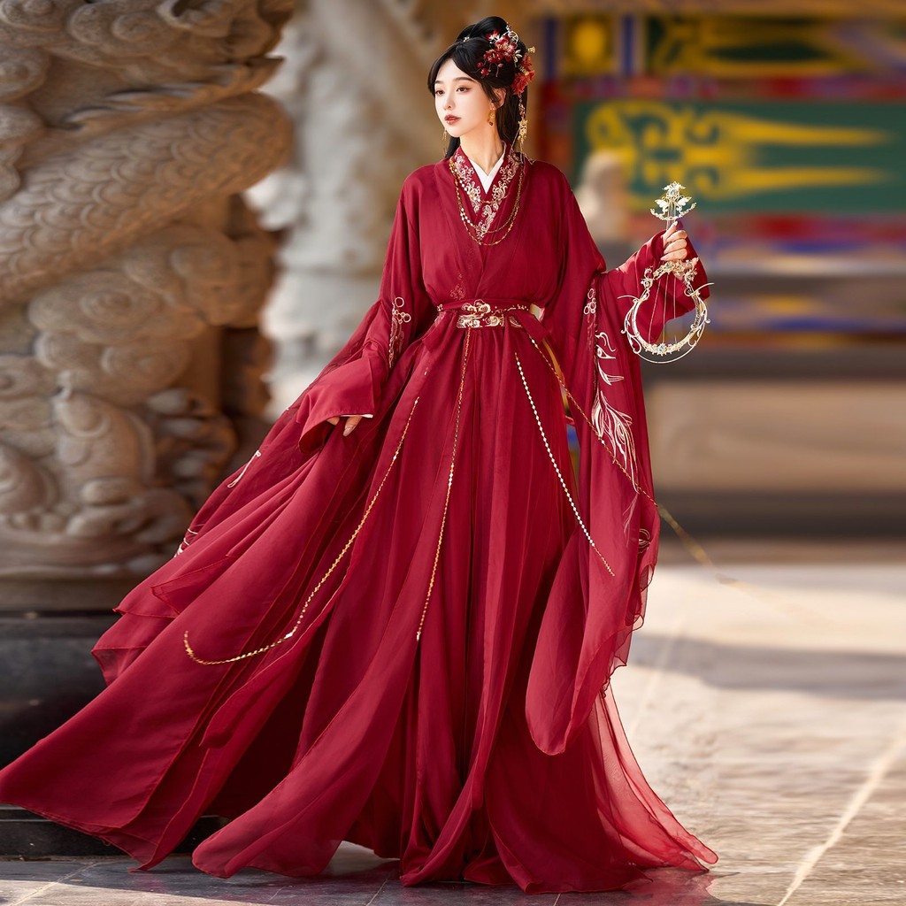 Original Red Hanfu สำหรับผู้ชายและผู้หญิง สไตล์ Xianxia เหมาะสำหรับ ...