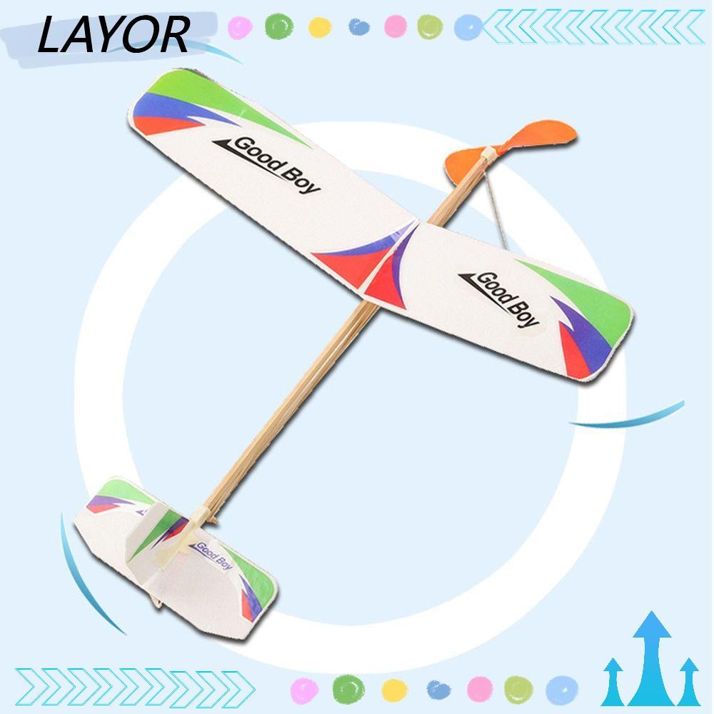 LAYOR 1 PC Flying Glider DIY เครื่องบินรุ่น Hand Throw ยางรัด Power ...