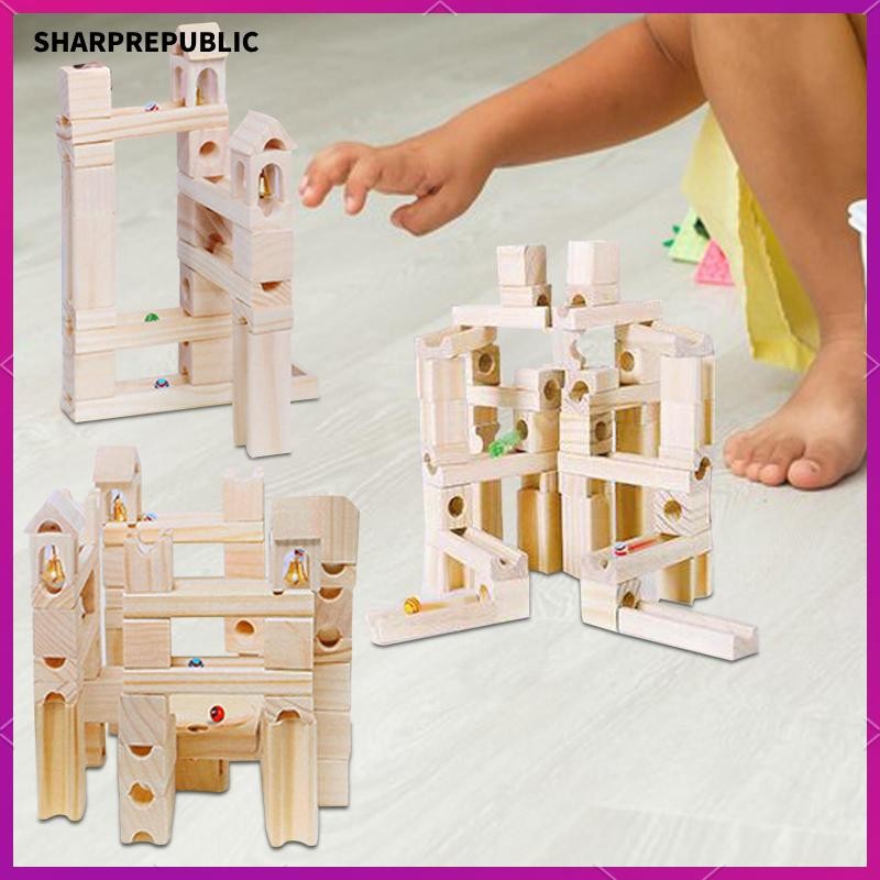 [Sharprepublic] ไม้หินอ่อน Run Building Blocks Marble Ramps Track ...