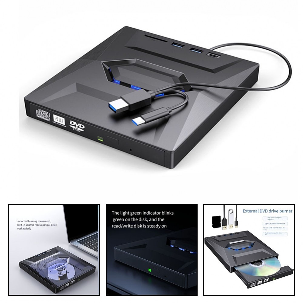 Cd DVD ภายนอก Burner Sleek Design 3-in-1 Multi-Function ขนาดกะทัดรัดและ ...