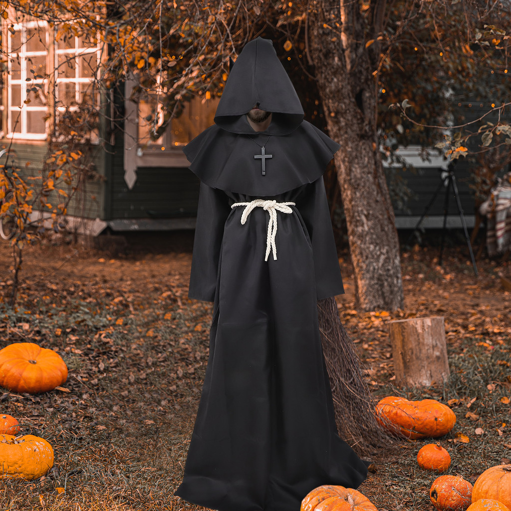 Friar ยุคกลาง Hooded Monk Robe Renaissance Priest Robe คอสเพลย์เครื่อง ...